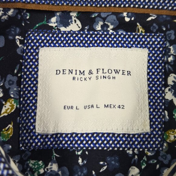 Denim & Flower Ricky Singh Poplin Dress Shirt L Slim Fit NWT - Picture 6 of 10